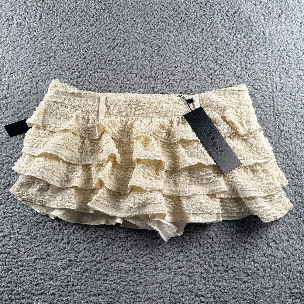 Lioness Skort Womens XXS Match Point Mini Ruffle Porcelain Layered Tiered NWT